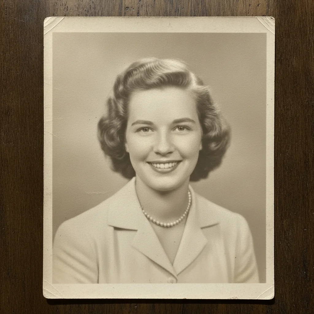 Same portrait with the tear repaired and damage restored