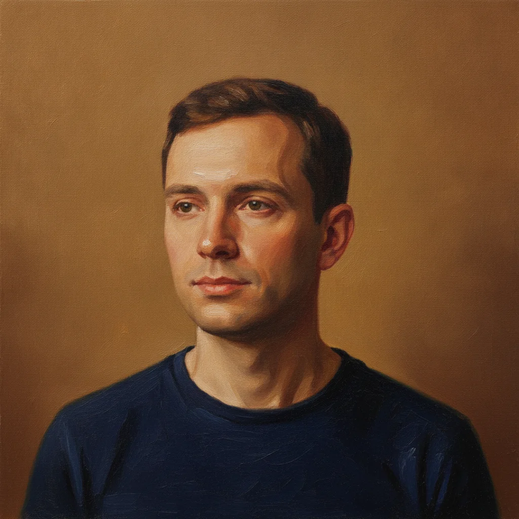 Same portrait regenerated as a warm oil painting while keeping the subject's likeness recognizable