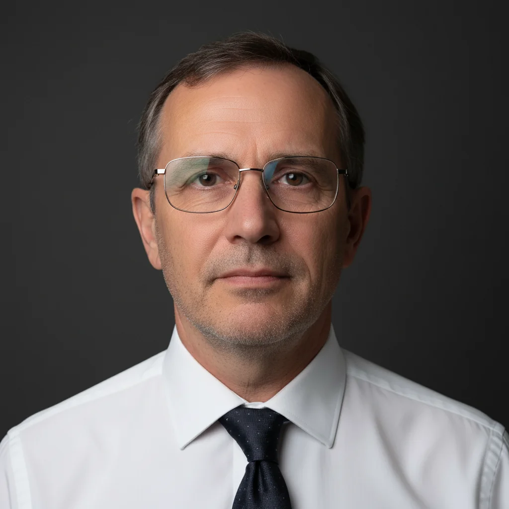 Same headshot with glasses glare removed and natural eyes clearly visible