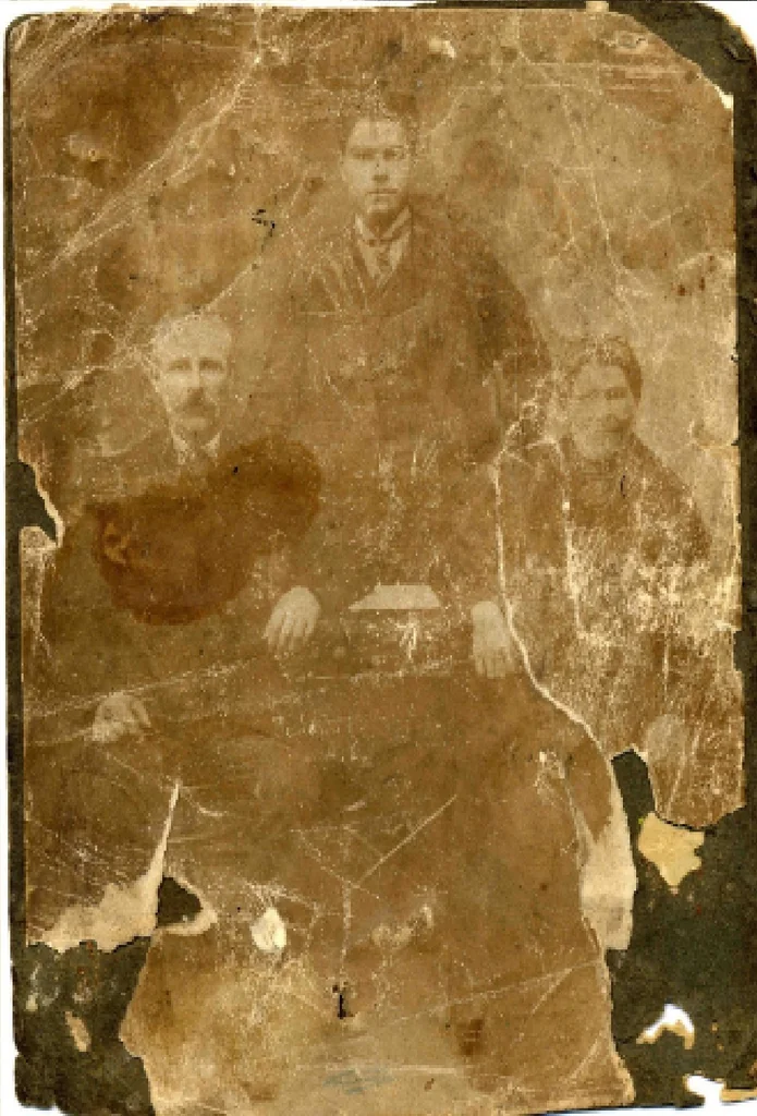 Before: heavy scratches and creases - unedited source photograph (Public domain)