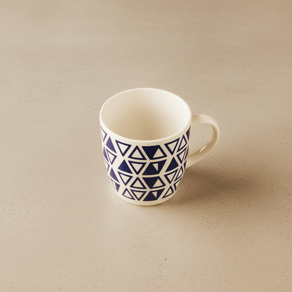Same mug with warm cream background, vivid colors, and soft highlight glow
