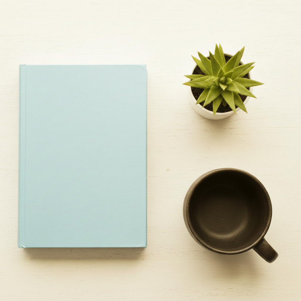 Same flat-lay with true white background, balanced natural colors, all elements sharp