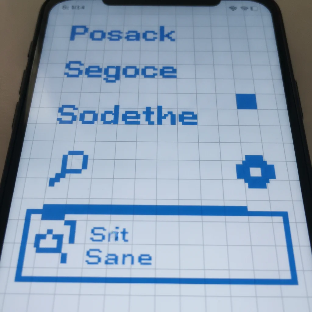 Pixelated screenshot with blocky text and jagged UI element edges