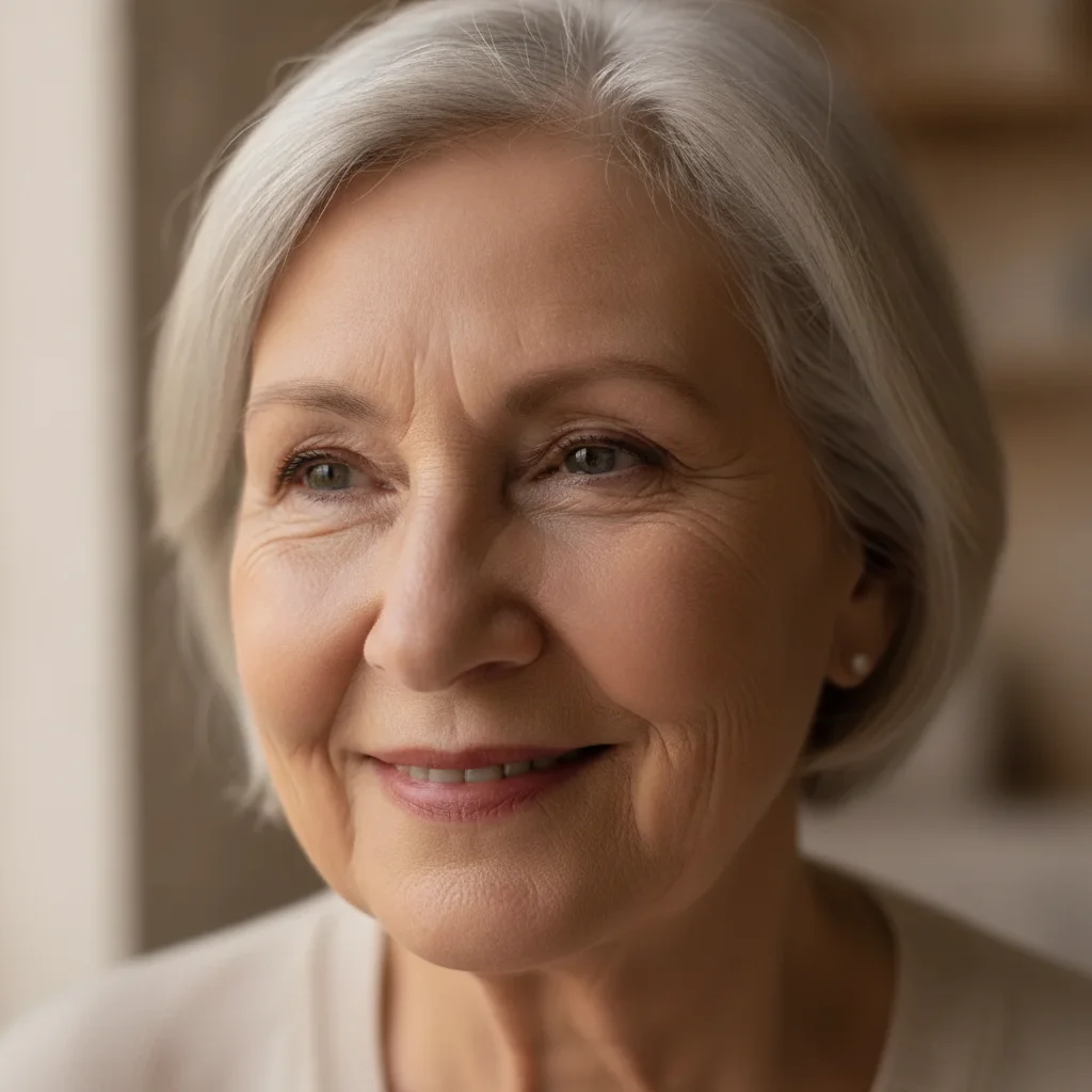Same portrait with all scan lines removed and natural skin texture restored
