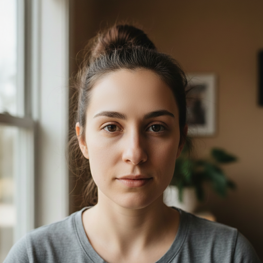 Clean portrait with scar removed and natural forehead preserved