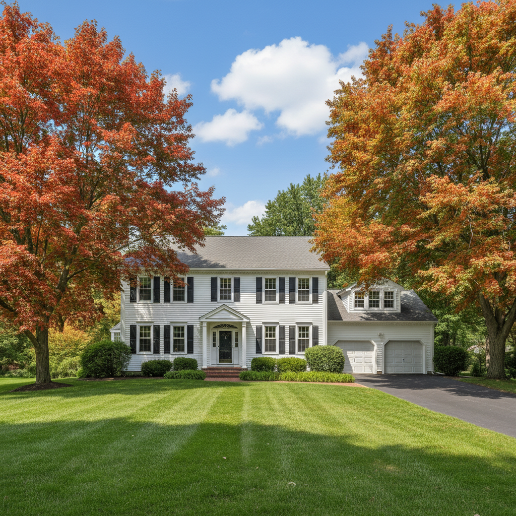 Garden covered in winter snow