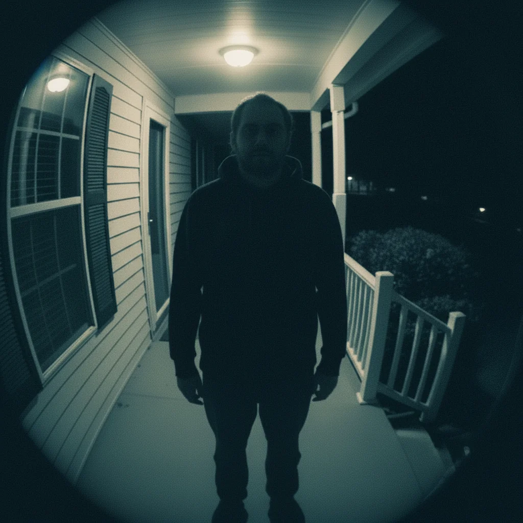 Same doorbell still after AI enhancement, face clearer with reduced grain