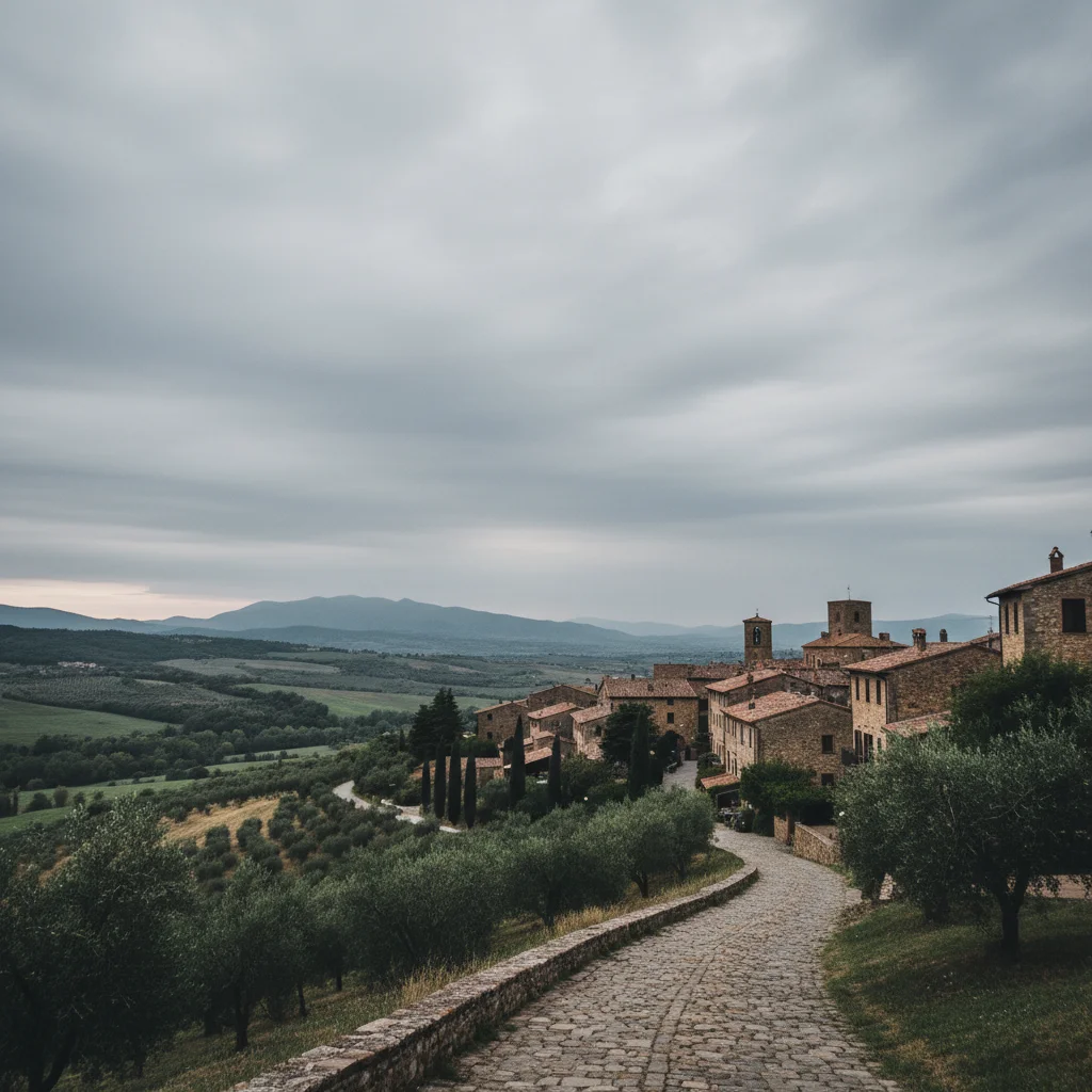 Mountain landscape with plain boring blue sky