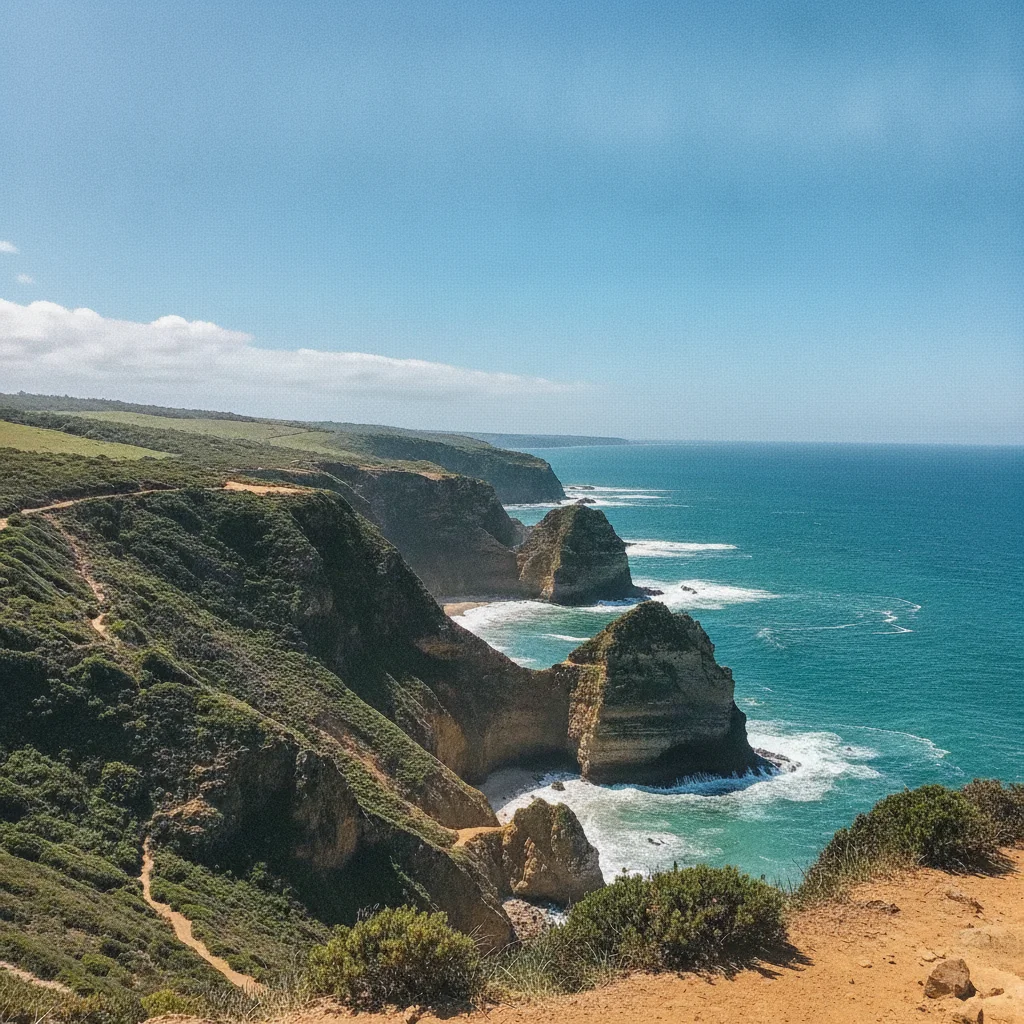 Same coastal photo with text sticker removed and blue sky fully restored