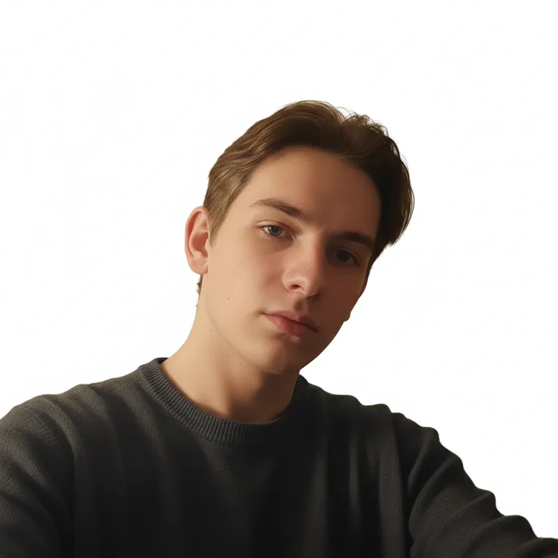 Same student with corrected lighting and light blue ID photo background