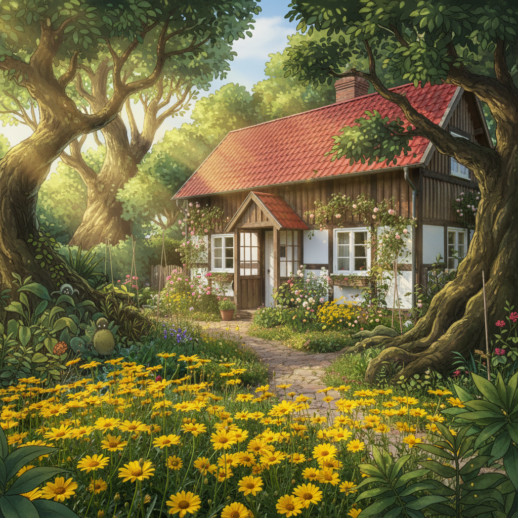 House transformed to Totoro-style dwelling with lush magical garden atmosphere