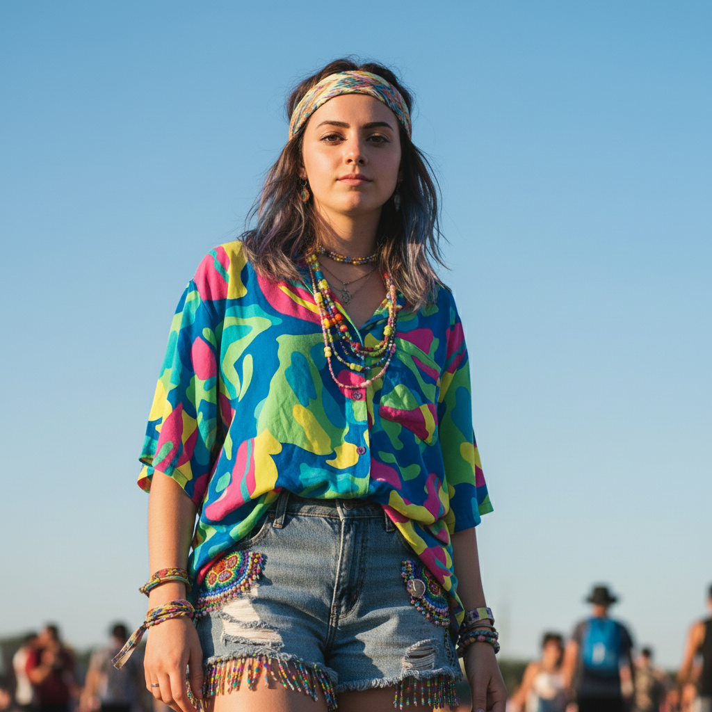 Stylish portrait with sunglasses removed, eyes proportional to face