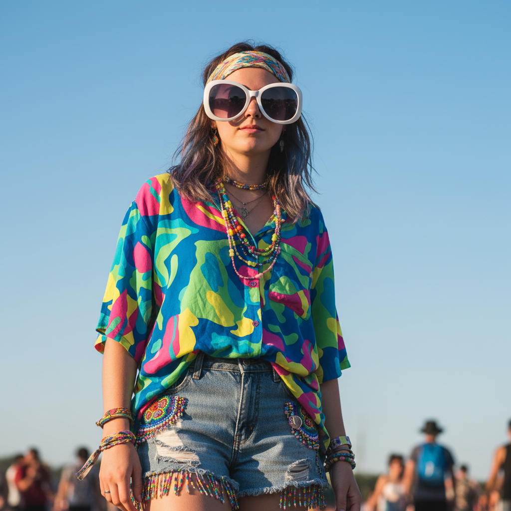 Fashion portrait with oversized sunglasses covering much of face