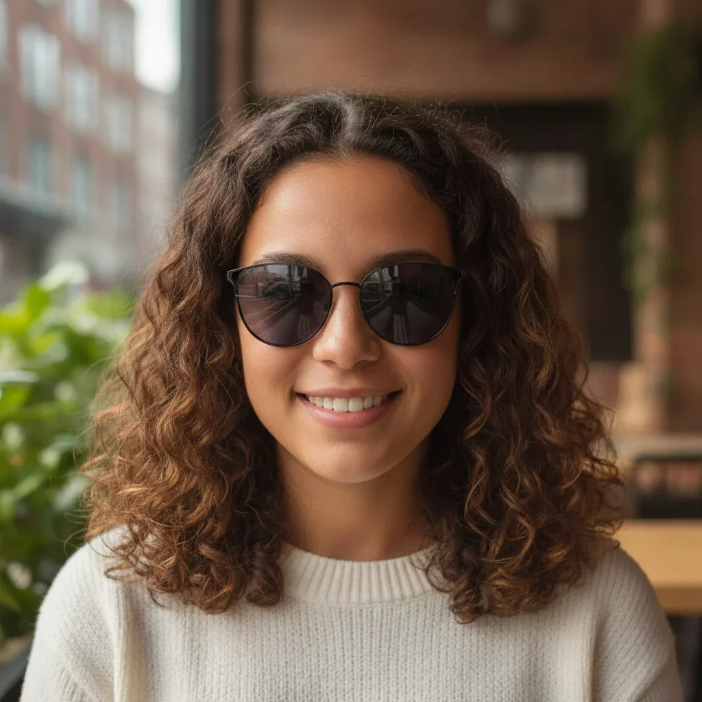 Photo after add sunglasses to portrait with AI