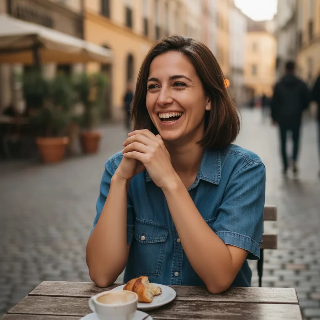 Elegant formal photo with shoulder tattoo removed, smooth skin