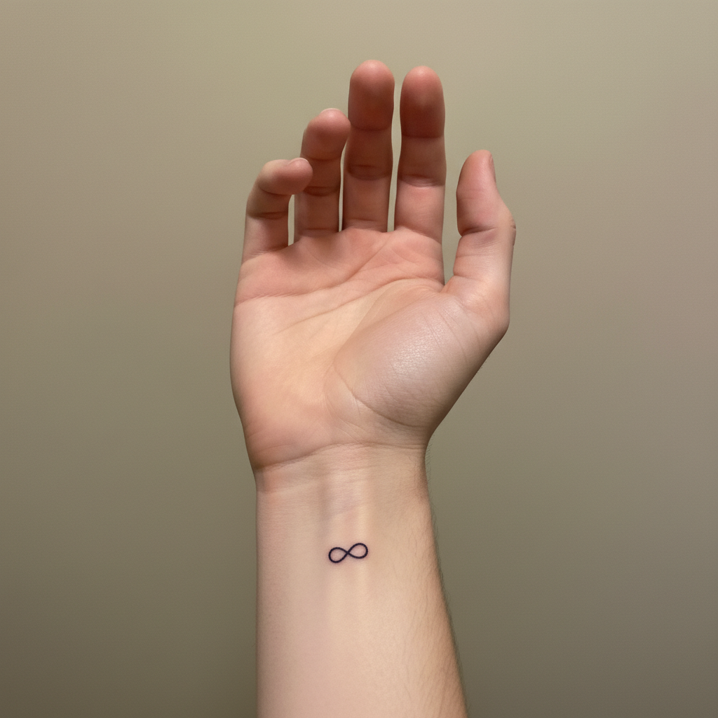 Same shoulder with bold tribal tattoo wrapping around deltoid