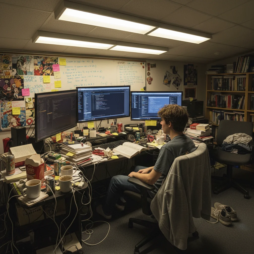 Person at cluttered desk for blog thumbnail