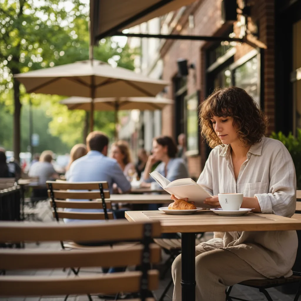 Clean café scene with bag removed