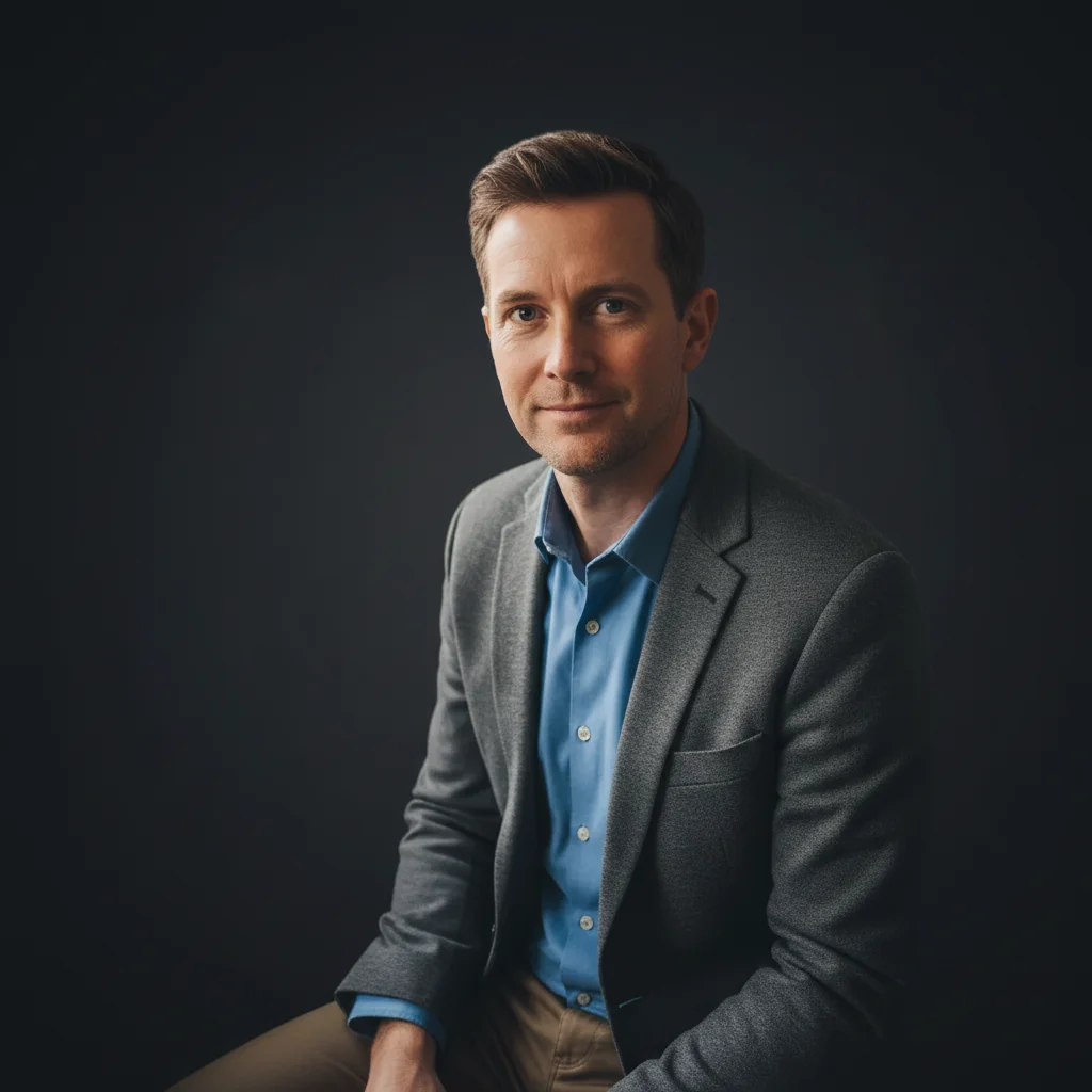 Instructor with clean dark professional background