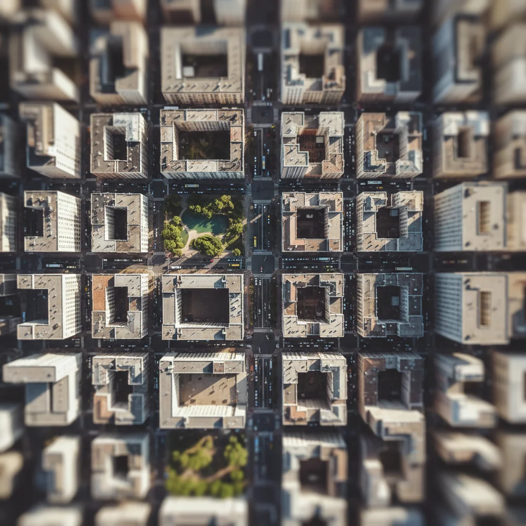 Aerial view before tilt-shift effect