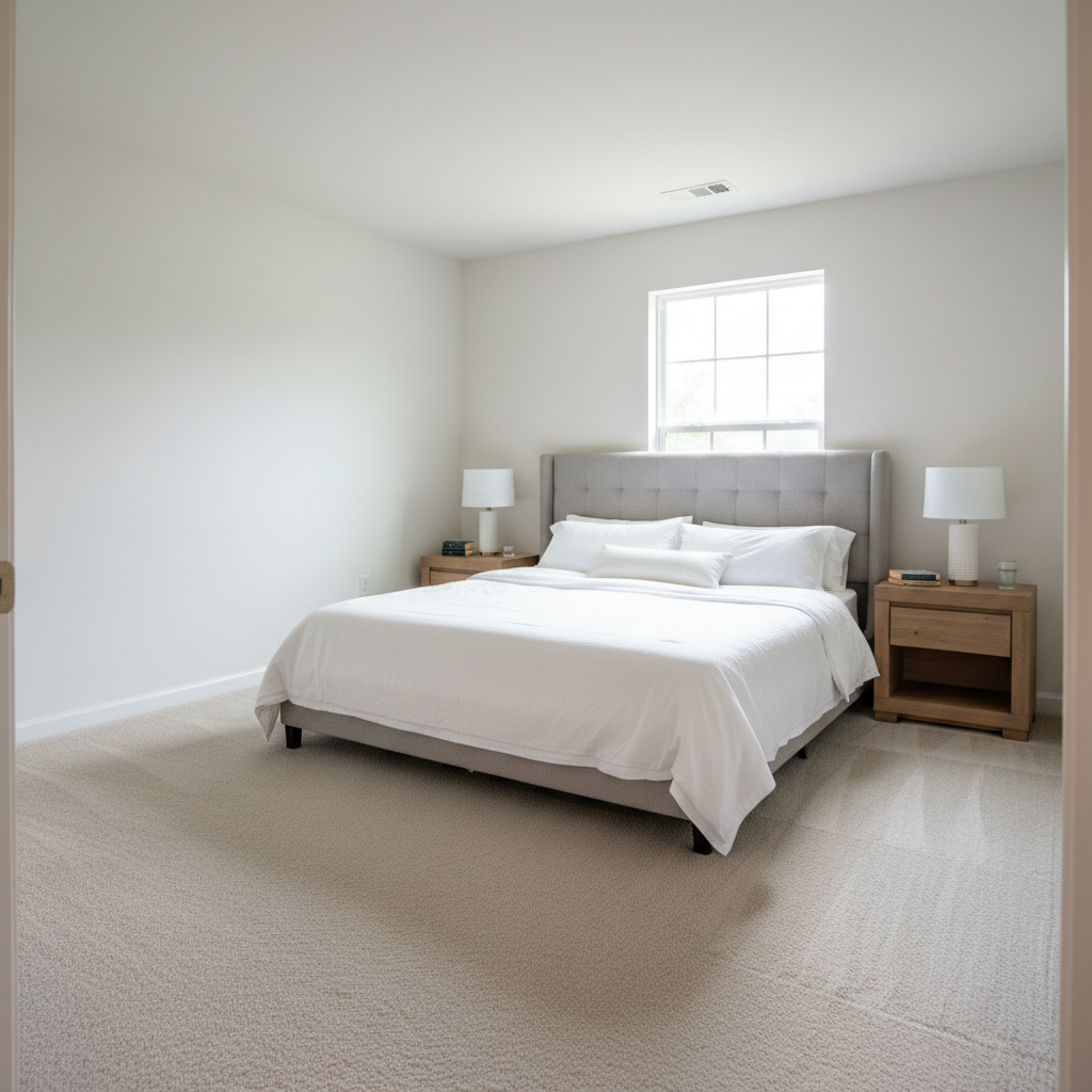 Same bedroom staged as primary with king bed and matching nightstands