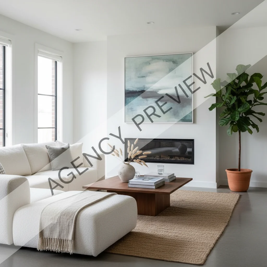 Portrait with diagonal watermark text and corner logo