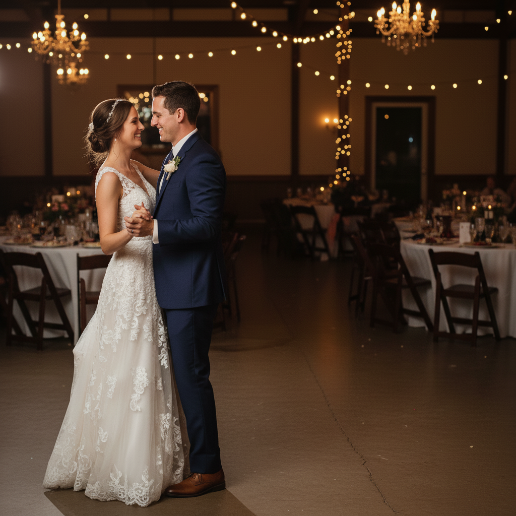 Clean first dance photo with distractions removed