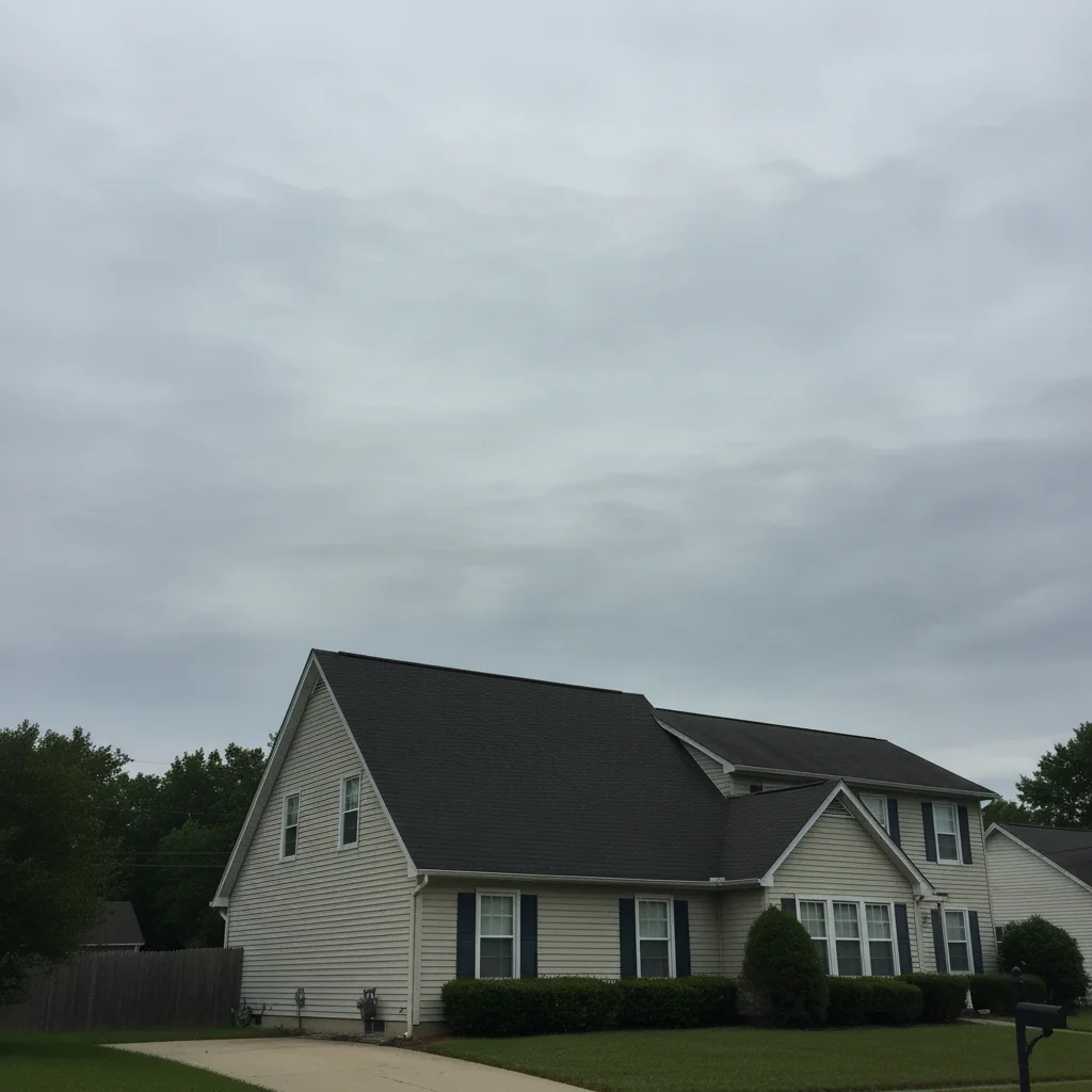 Same house with all three wires removed and overcast sky fully restored