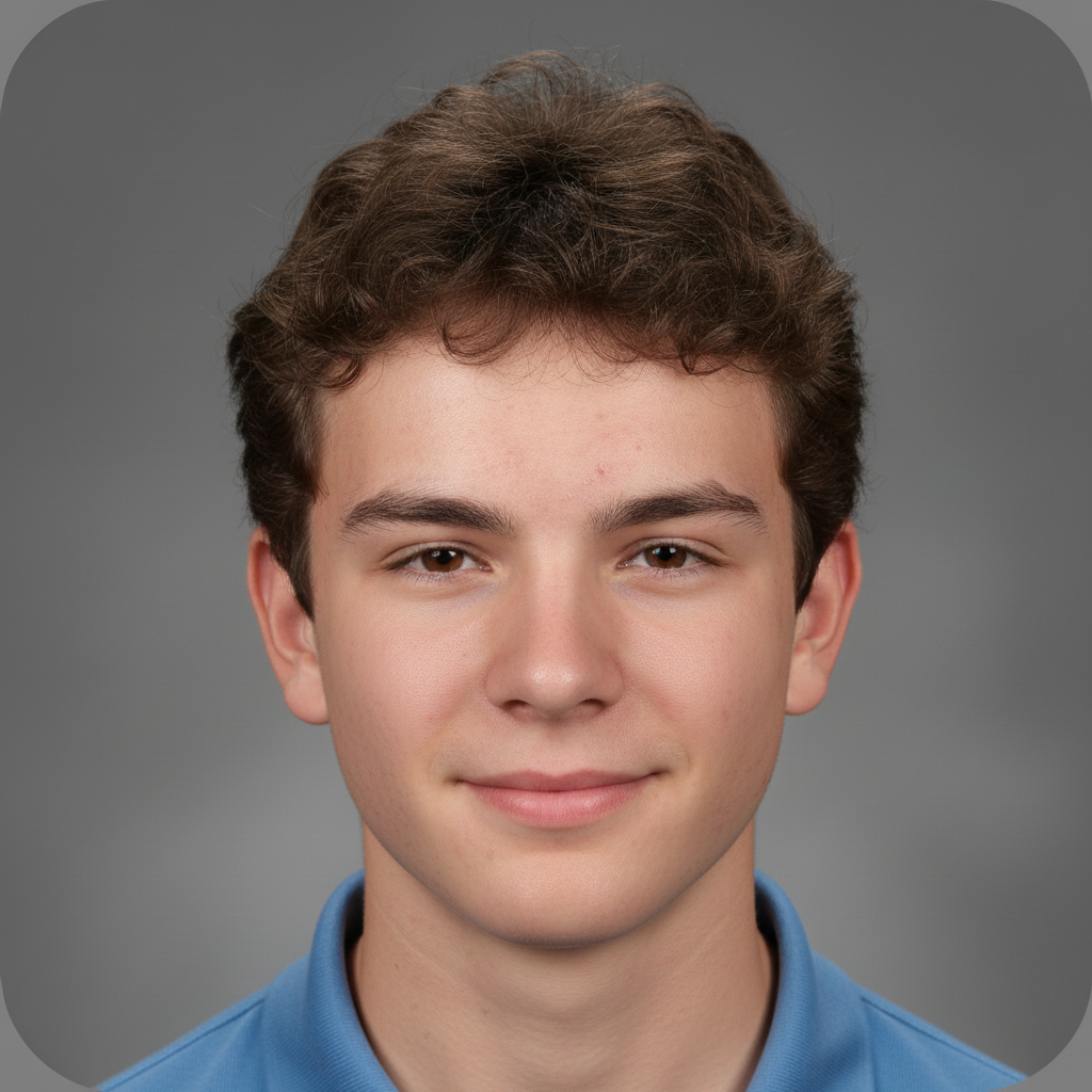 Same man with 80s laser beam yearbook portrait and retro glow