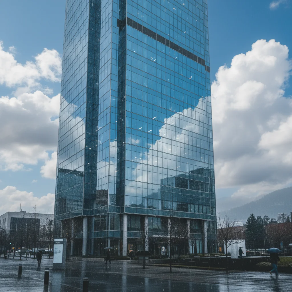 Same plaza empty and clean showing architectural design