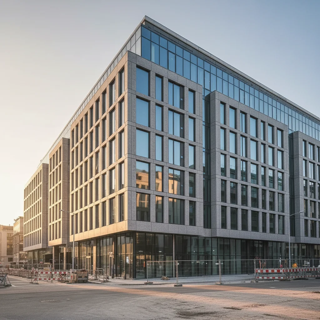 Same building with empty clean street