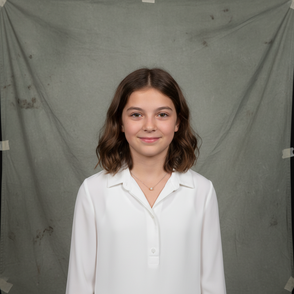 Child squinting with harsh shadows from morning sun