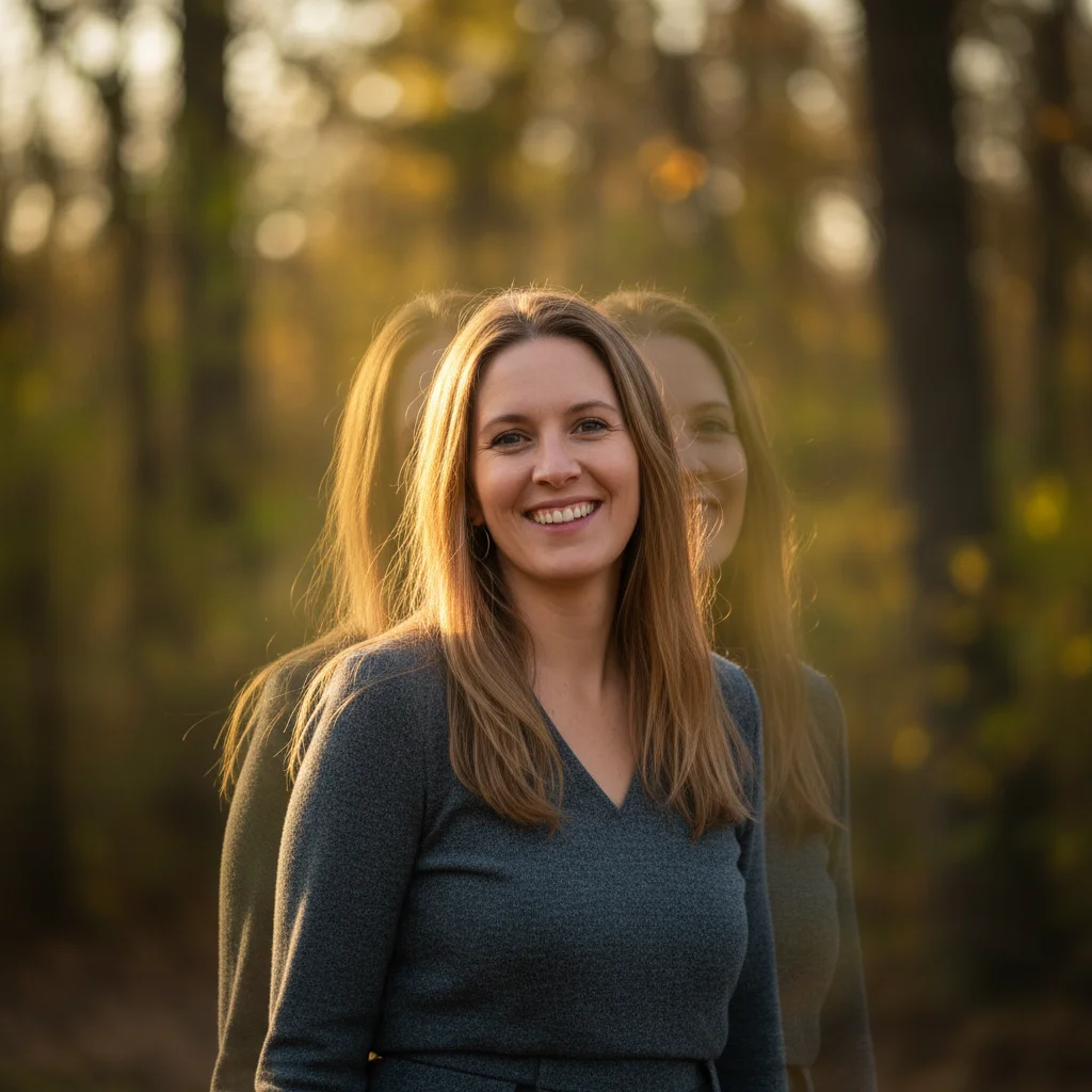 Portrait with ghosting halo around subject from HDR error