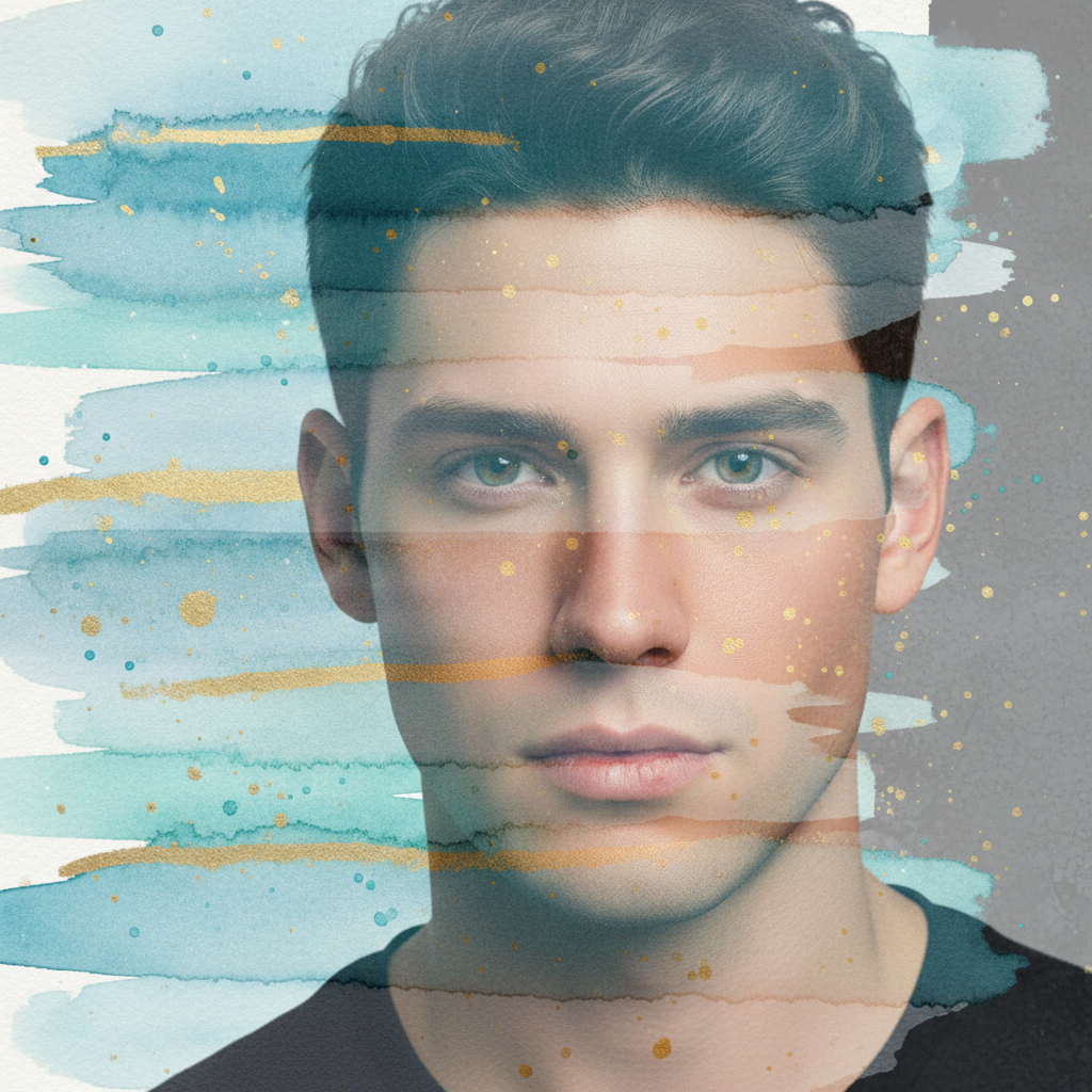 Portrait with subtle watercolor texture blend applied