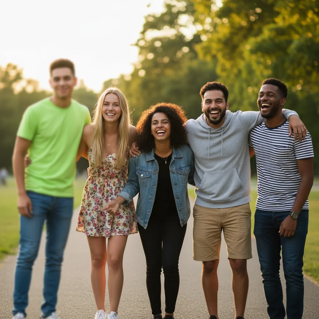 Same group with person on left fully blurred