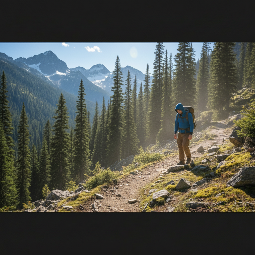 Same hiking photo with ex removed, clean mountain scenery