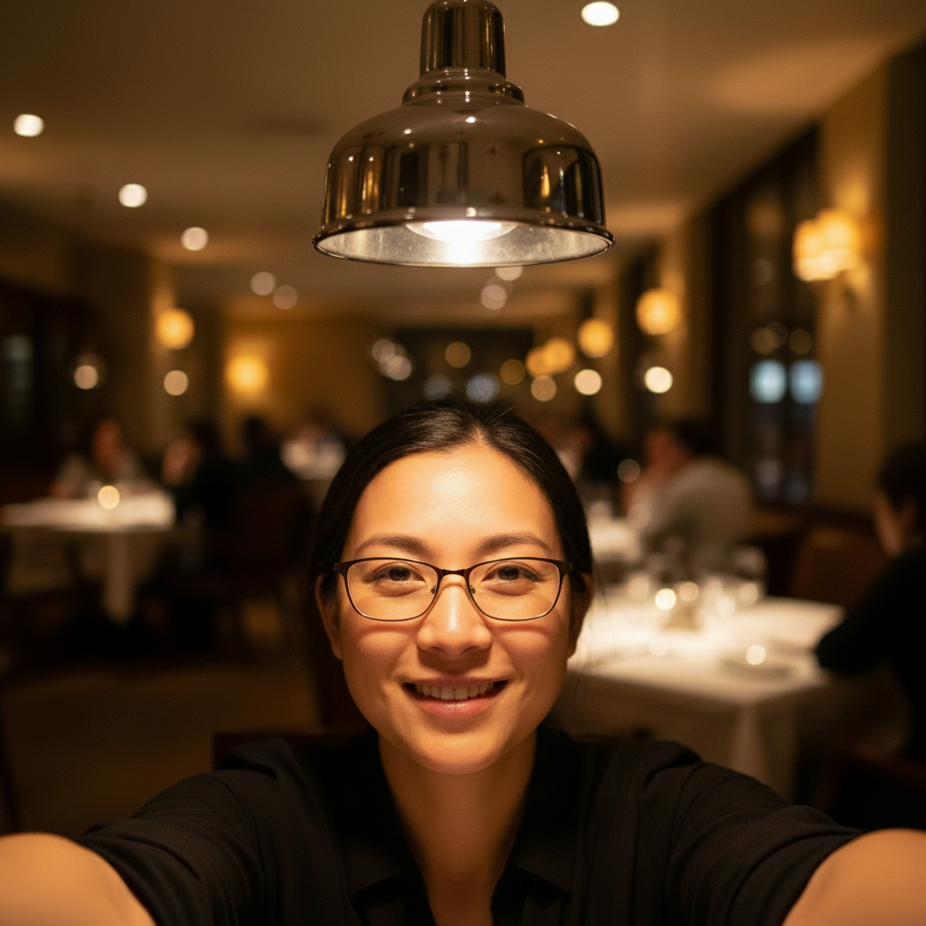 Same restaurant photo with soft flattering lighting enhancement