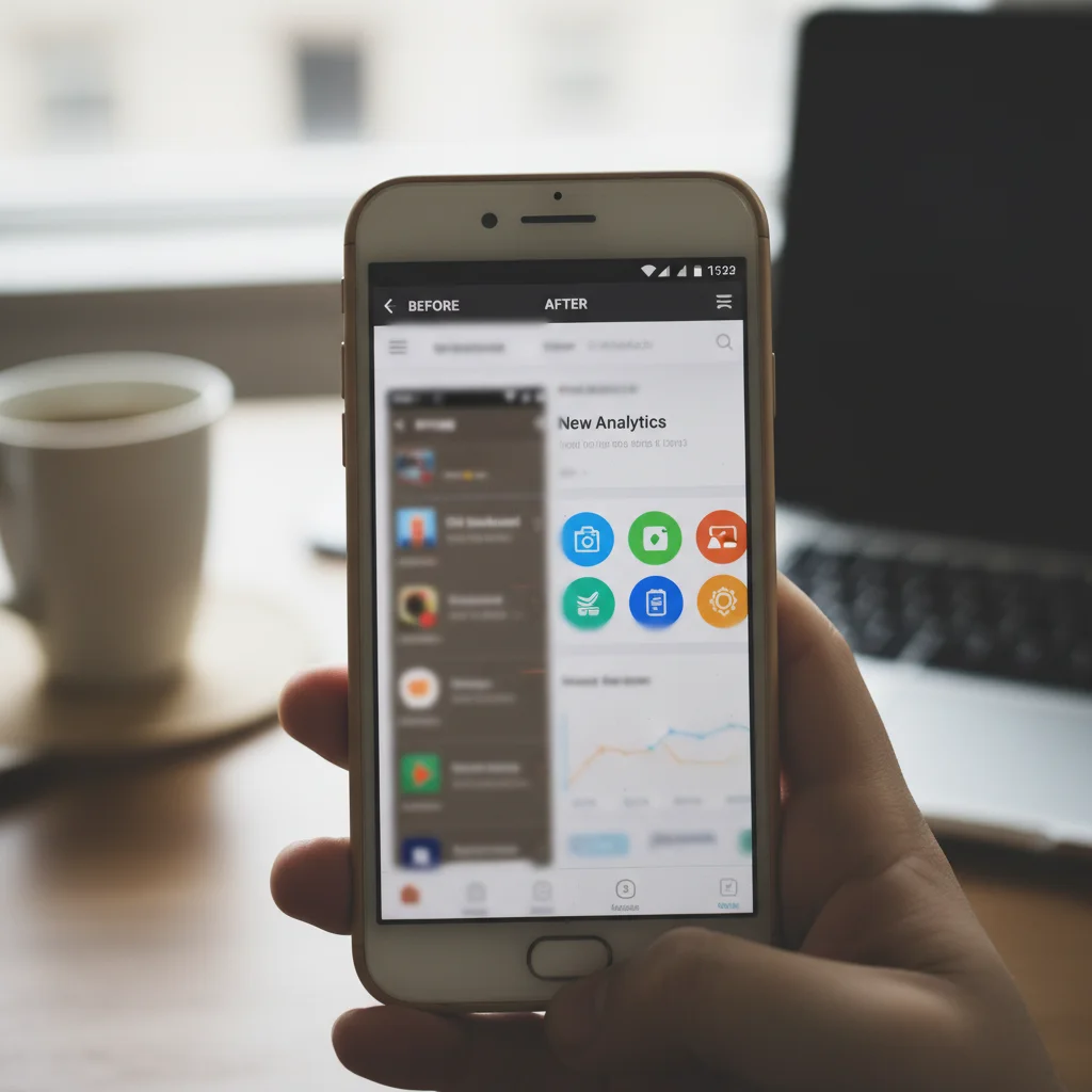 Low-quality before-after product screenshots
