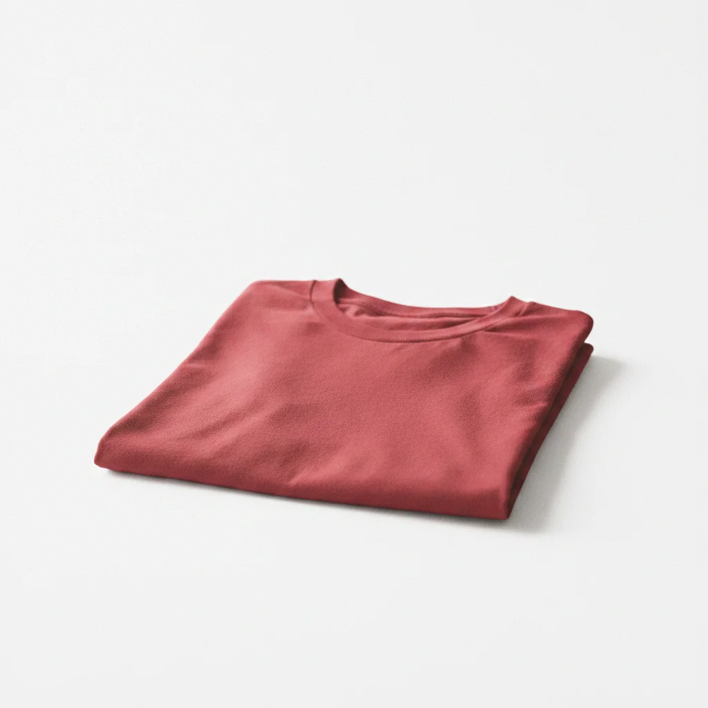 Same t-shirt on pure white seamless background, clean product edges