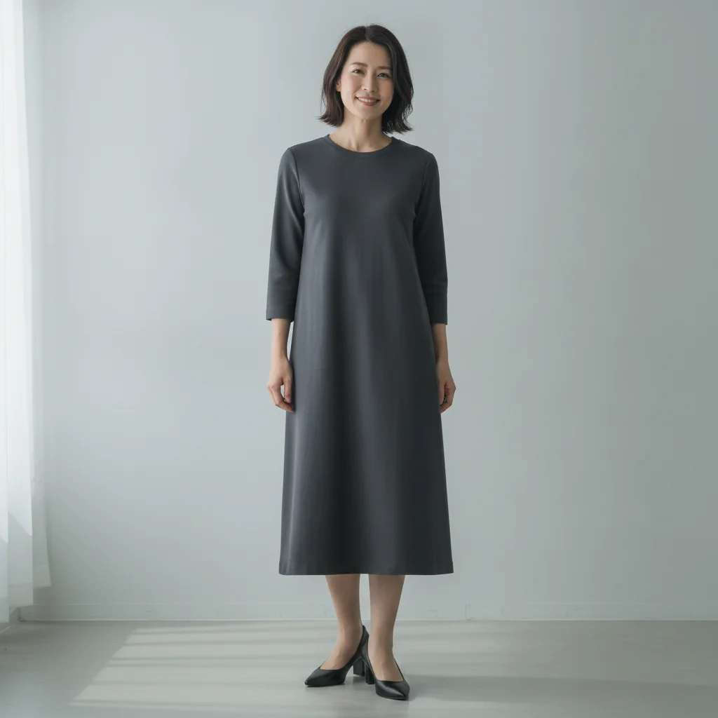 Same woman with black block-heel pointed-toe pumps