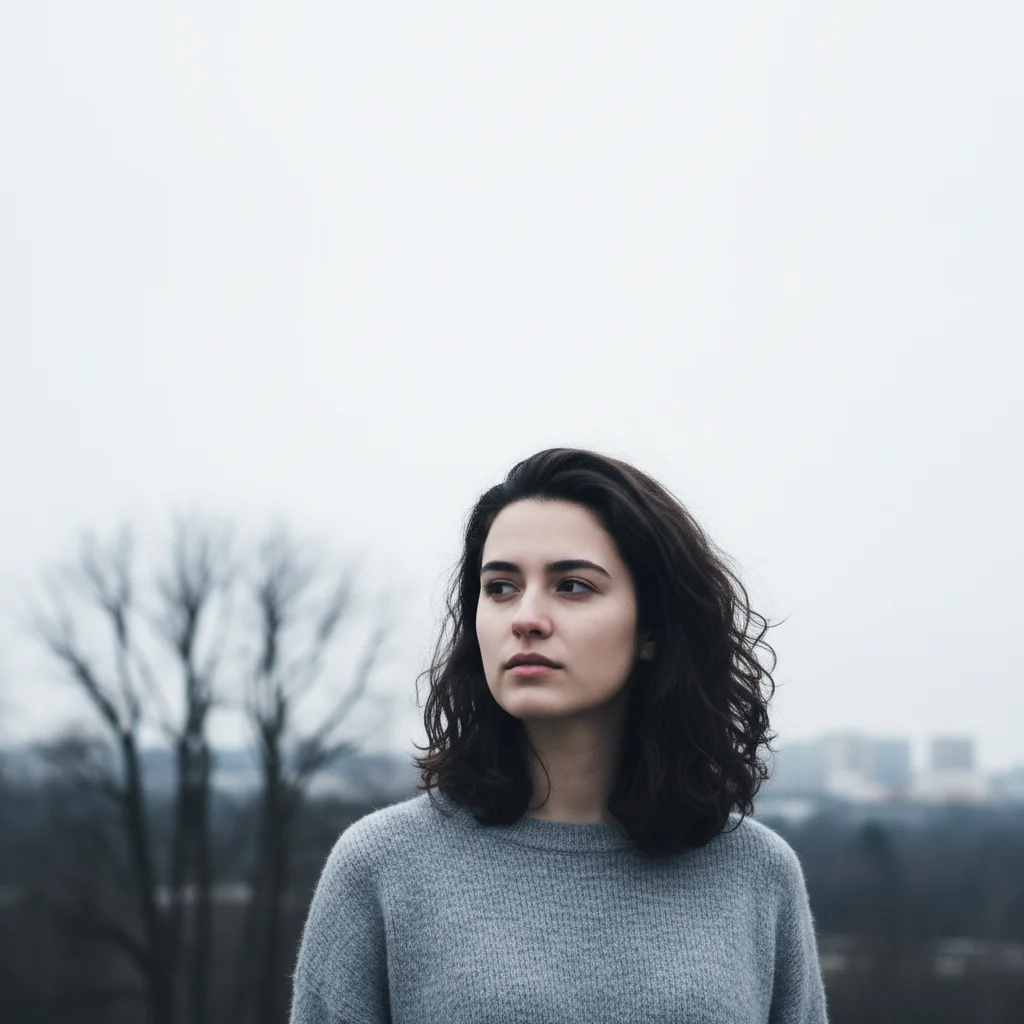 Portrait with blown out white sky behind subject