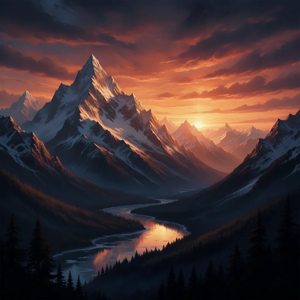 Same mountain landscape with watermark badge removed and dark sky reconstructed naturally