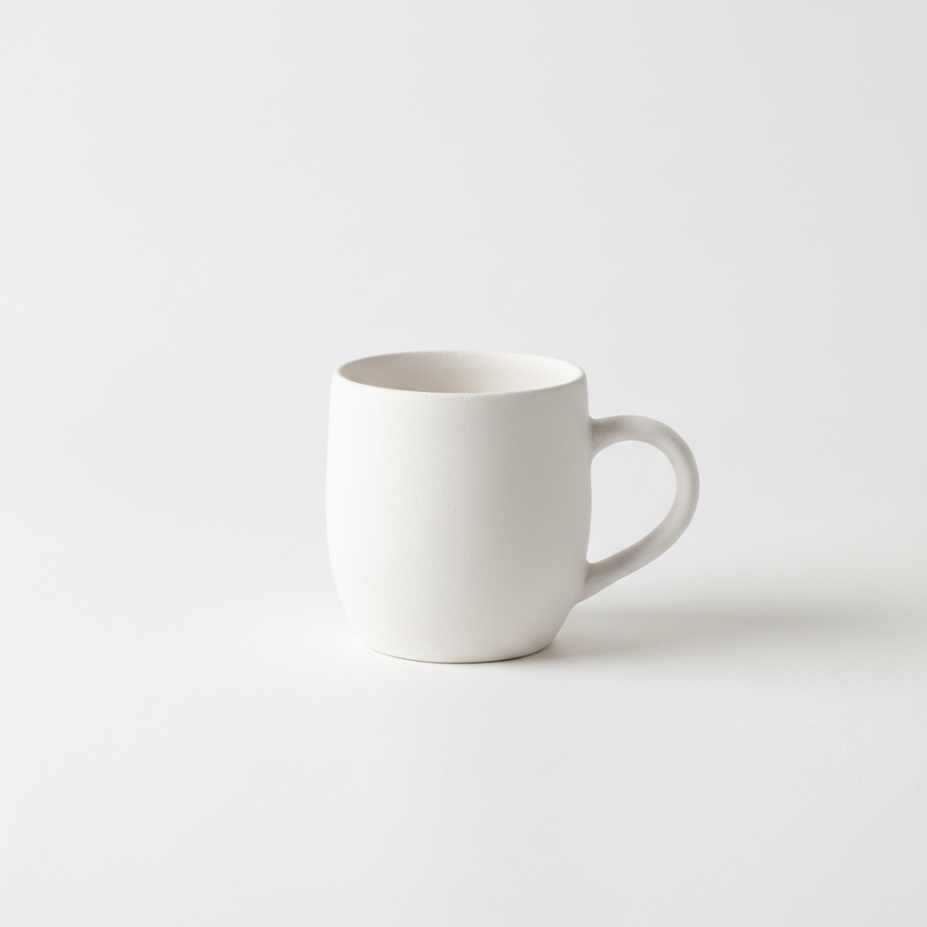 Same mug as white clay render prototype