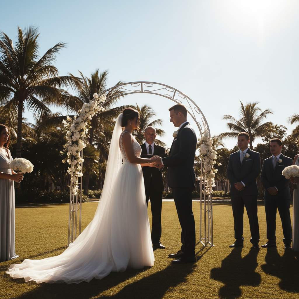 Same wedding photo matched to warm, golden indoor reception color grade