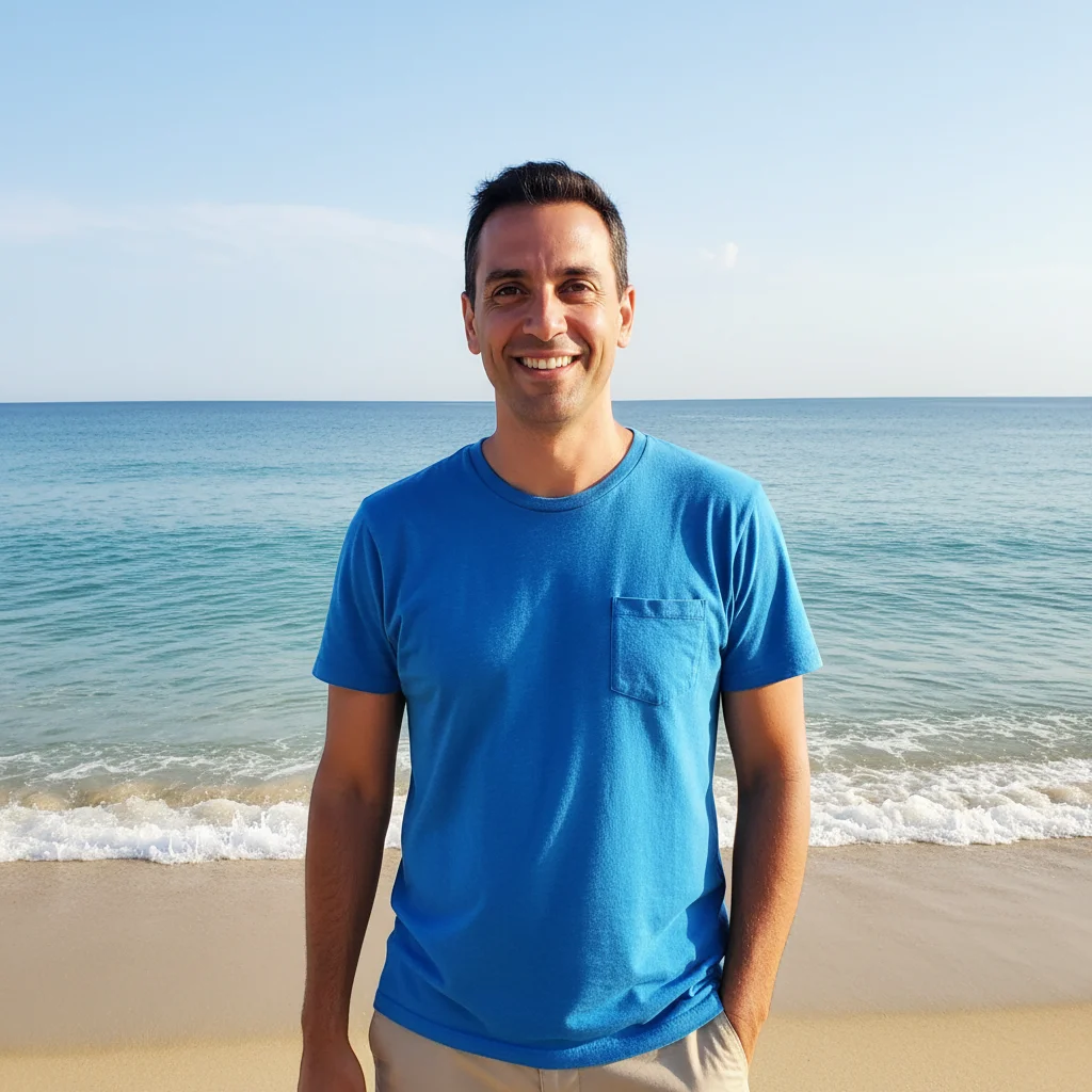 Dad with eyes open smiling at camera