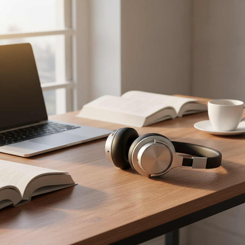 Product photo and desk scene as separate images