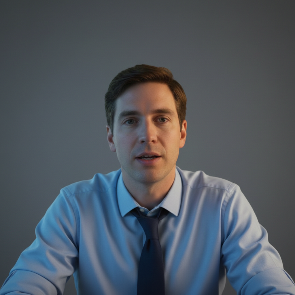 Clean corporate headshot looking like professional photography