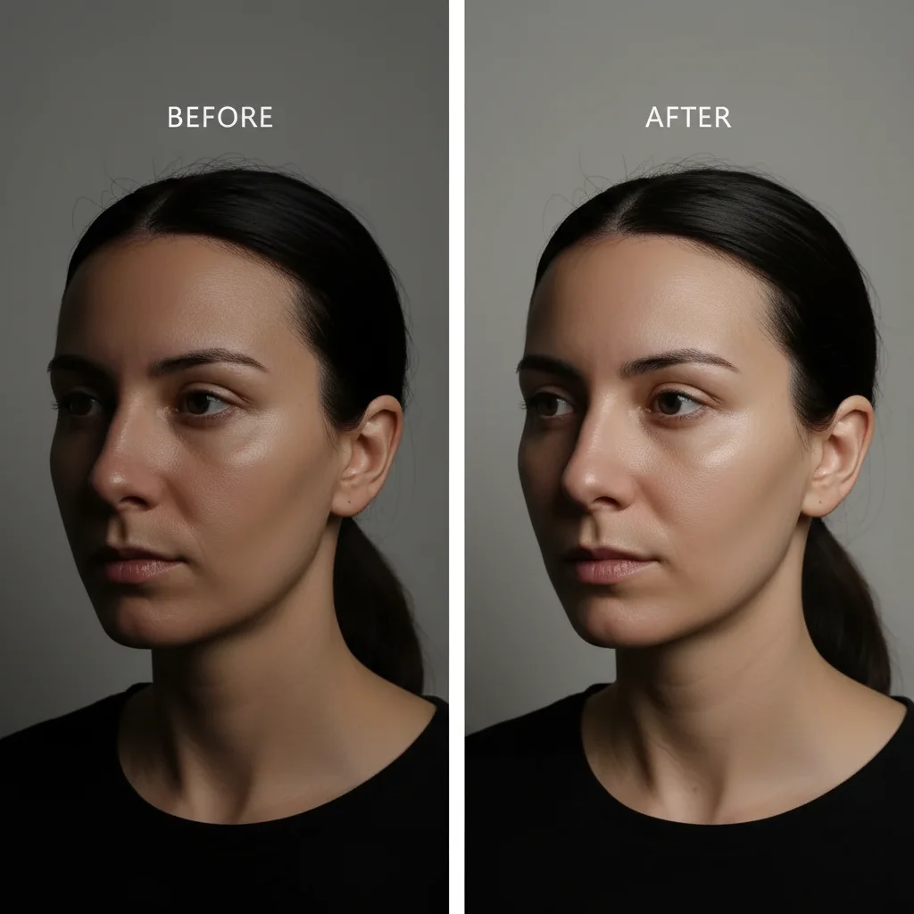Matched lighting showing accurate volume enhancement from fillers