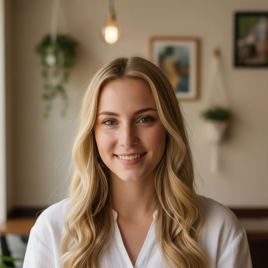 Solo portrait of a young woman at a cafe