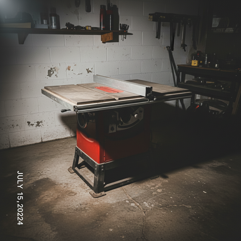 Same table saw with bright even lighting, all details visible